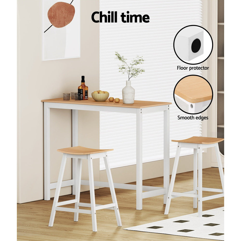 2x Bar Stools Wooden Chairs Oak by Artiss