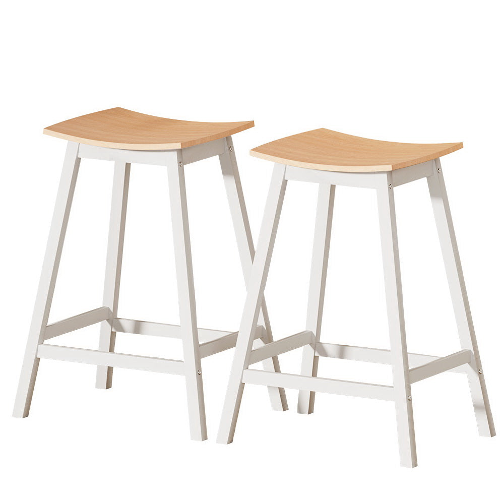 2x Bar Stools Wooden Chairs Oak by Artiss