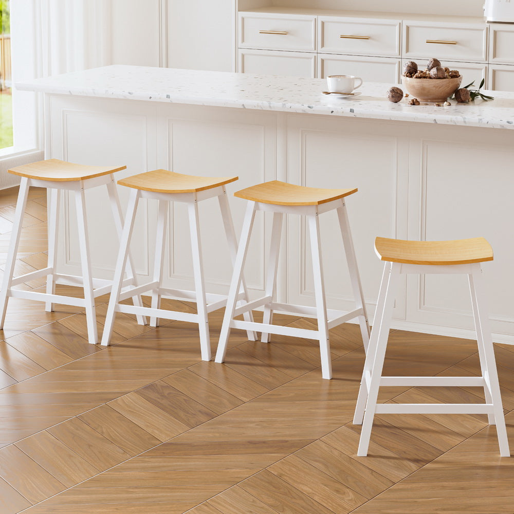 4x Bar Stools Wooden Chairs Oak by Artiss