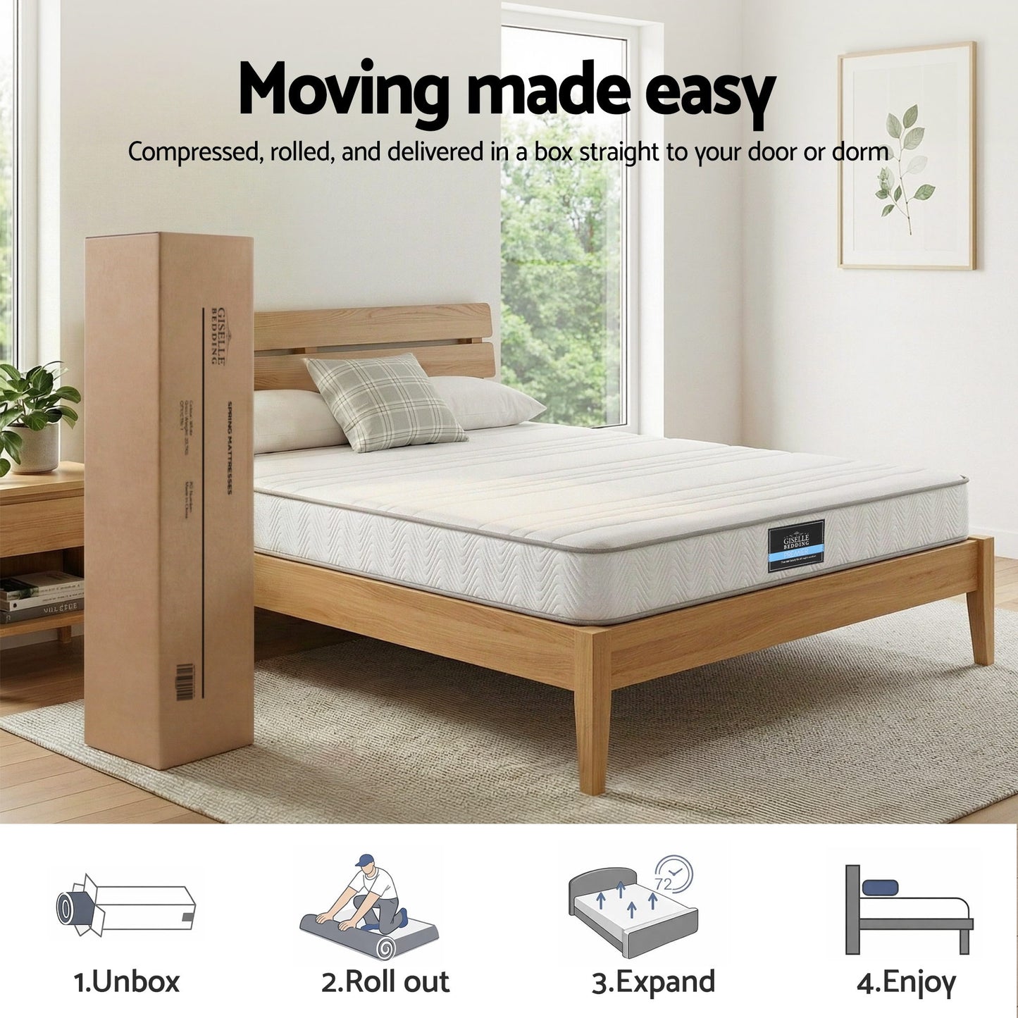 Giselle Queen Mattress 20cm with Reinforced Edge Support Egg-Crate Foam