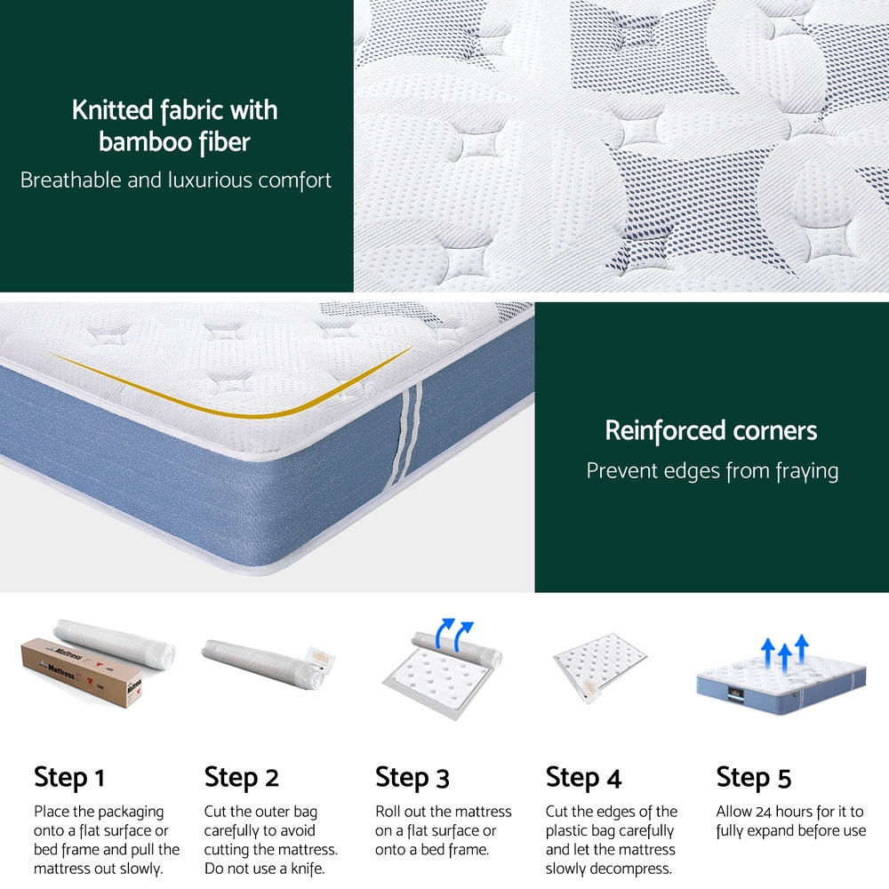 25cm Mattress Double Bed Pocket Spring Mattresses by Giselle Bedding