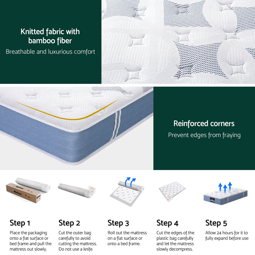 King Single 25cm Giselle Mattress Bed Pocket Spring Mattresses