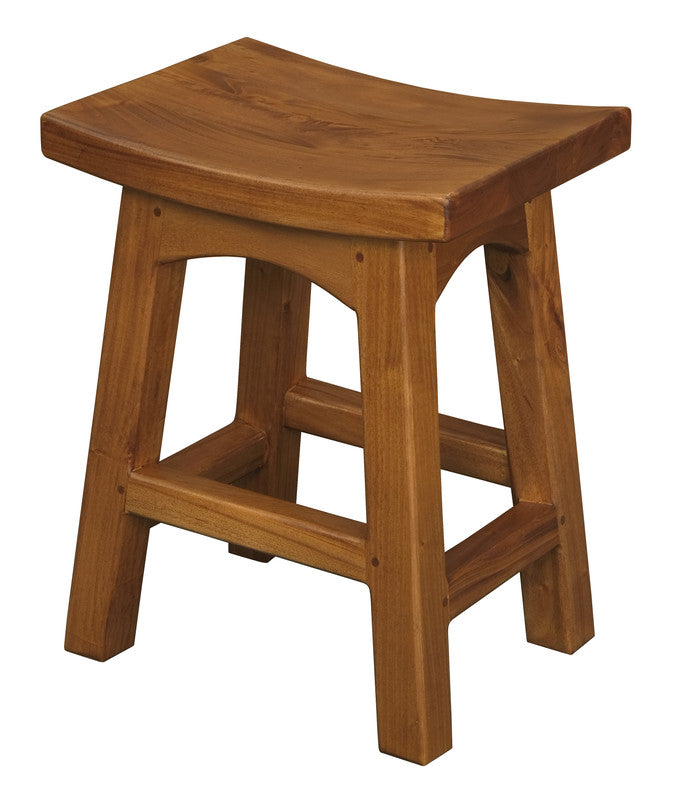 Tokyo Solid Mahogan Timber Wooden Footstool (Light Pecan)