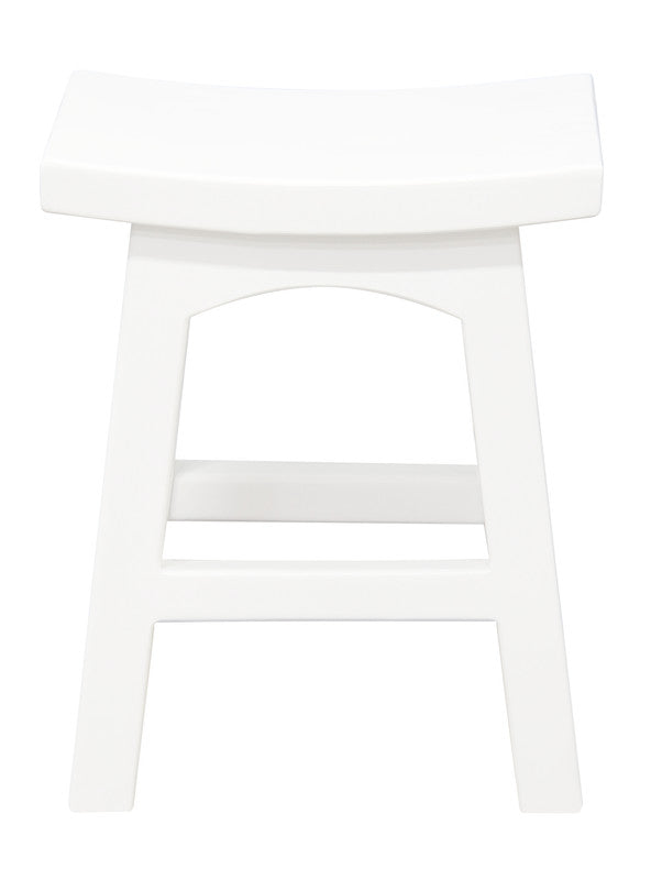 Tokyo Solid Mahogan Timber Wooden Footstool (White)