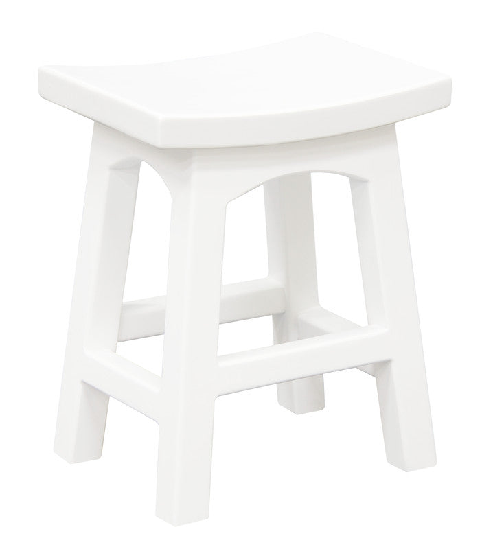 Tokyo Solid Mahogan Timber Wooden Footstool (White)