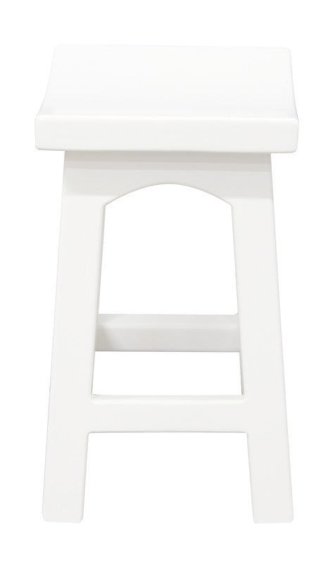 Tokyo Solid Mahogan Timber Wooden Footstool (White)