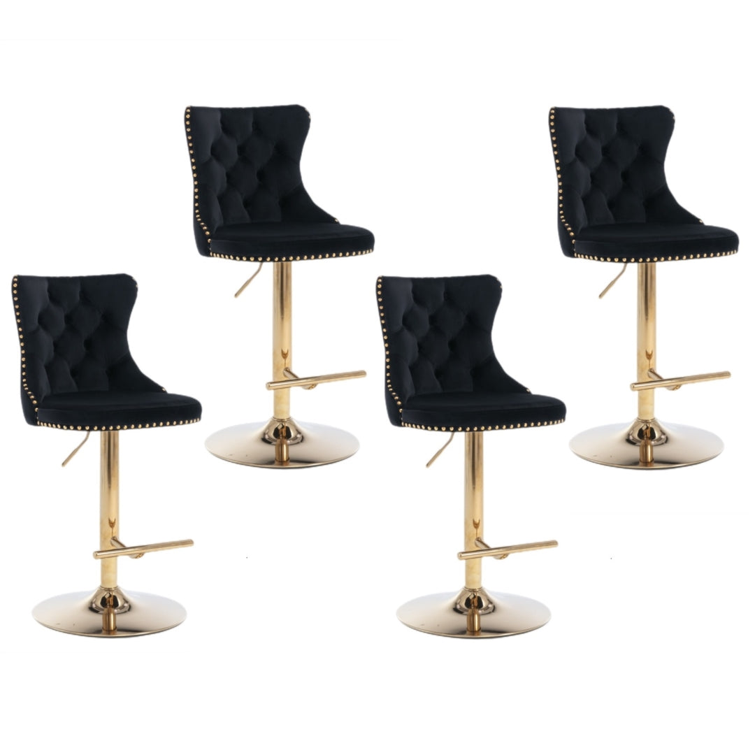 Black Velvet Height Adjustable Swivel Bar Stool