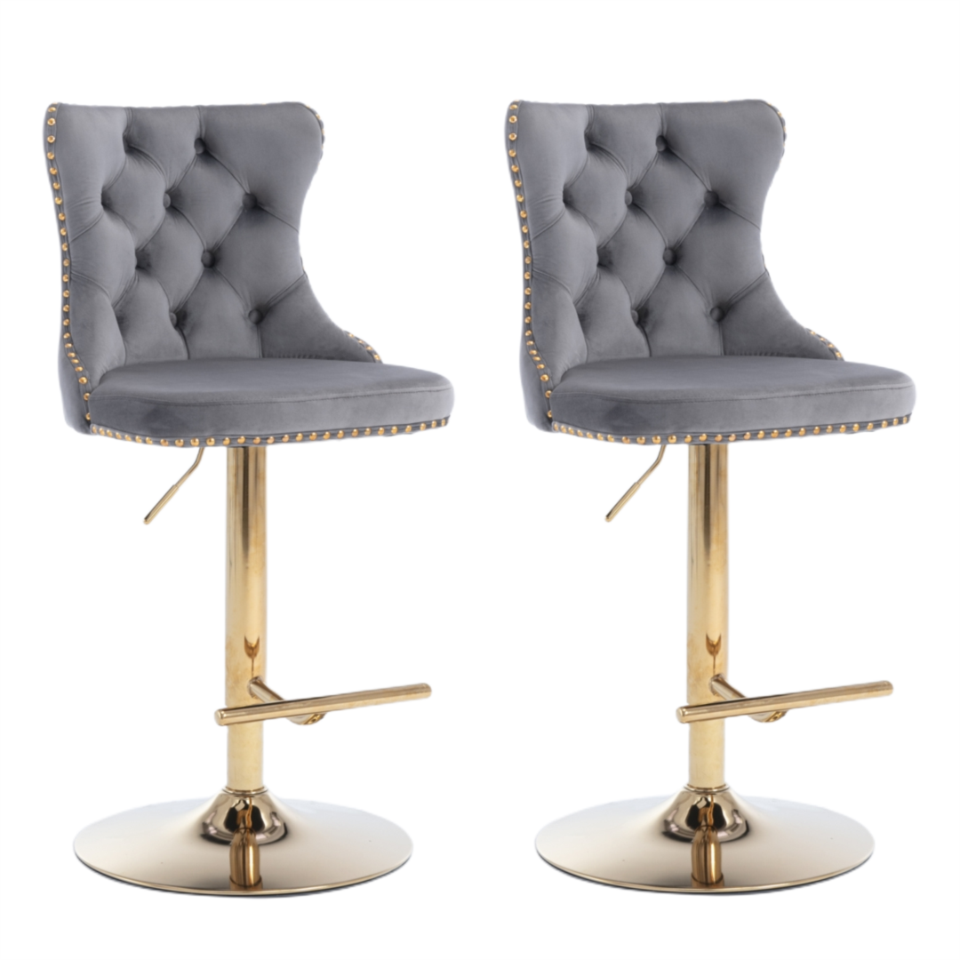 Grey Velvet Bar Stool