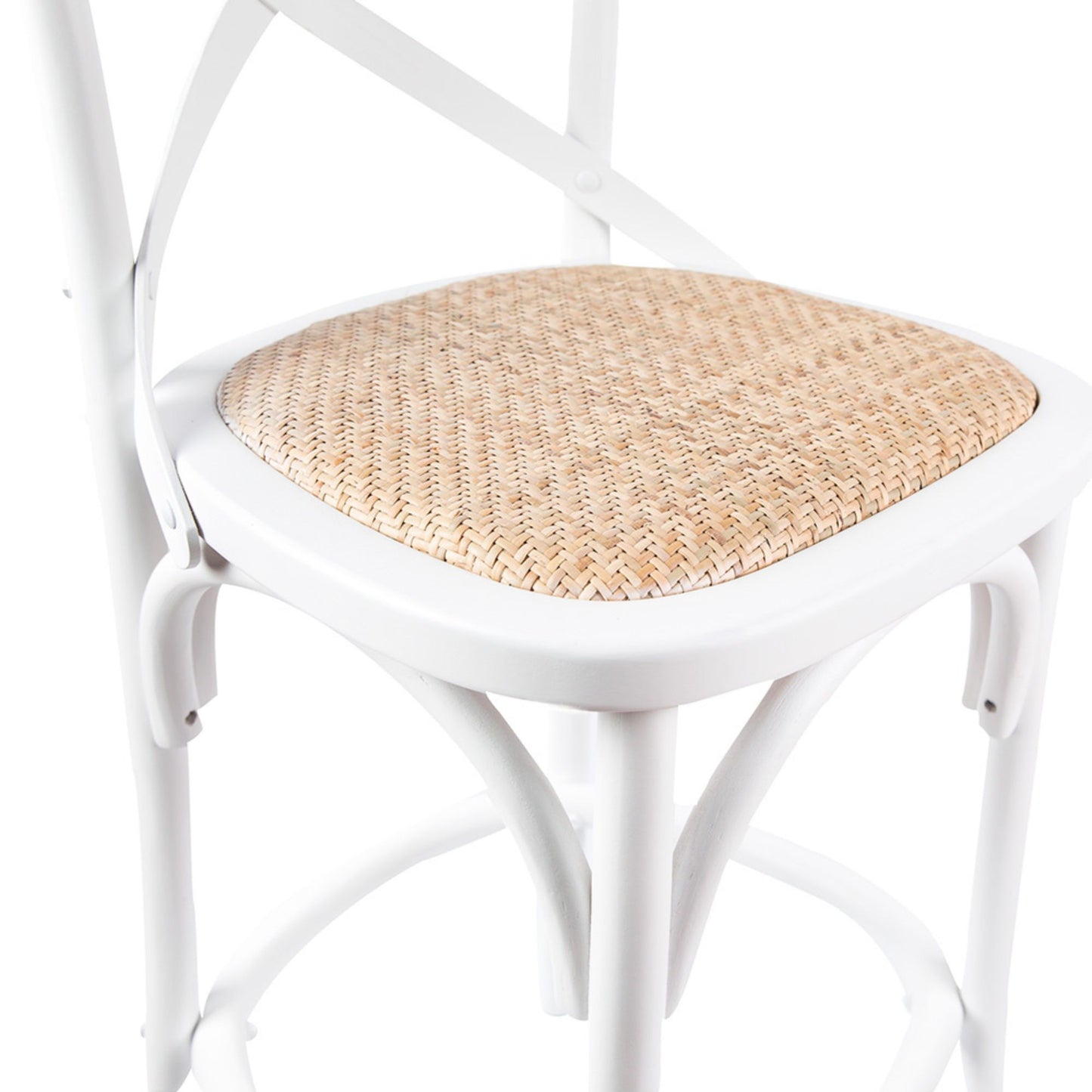 2pc Crossback Bar Stools Dining Chair Solid Birch Timber Rattan Seat White By Aster