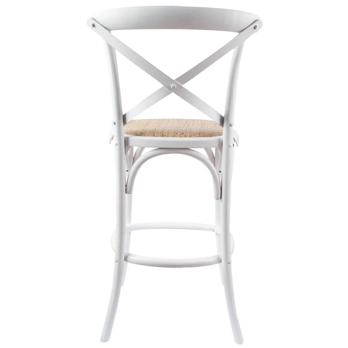 4pc Crossback Bar Stools Dining Chair Solid Birch Timber Rattan Seat White By Aster
