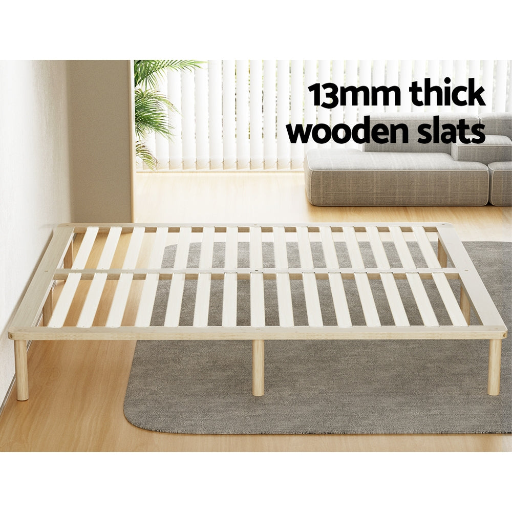 Bed Frame King Size Wooden Base Mattress Platform Timber Pine AMBA By Artiss