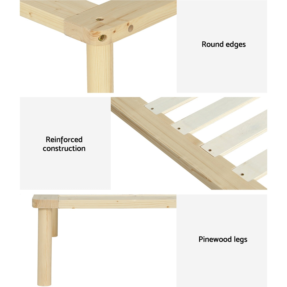 Bed Frame King Size Wooden Base Mattress Platform Timber Pine AMBA By Artiss