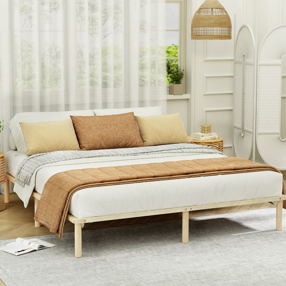 Bed Frame King Size Wooden Base Mattress Platform Timber Pine AMBA By Artiss