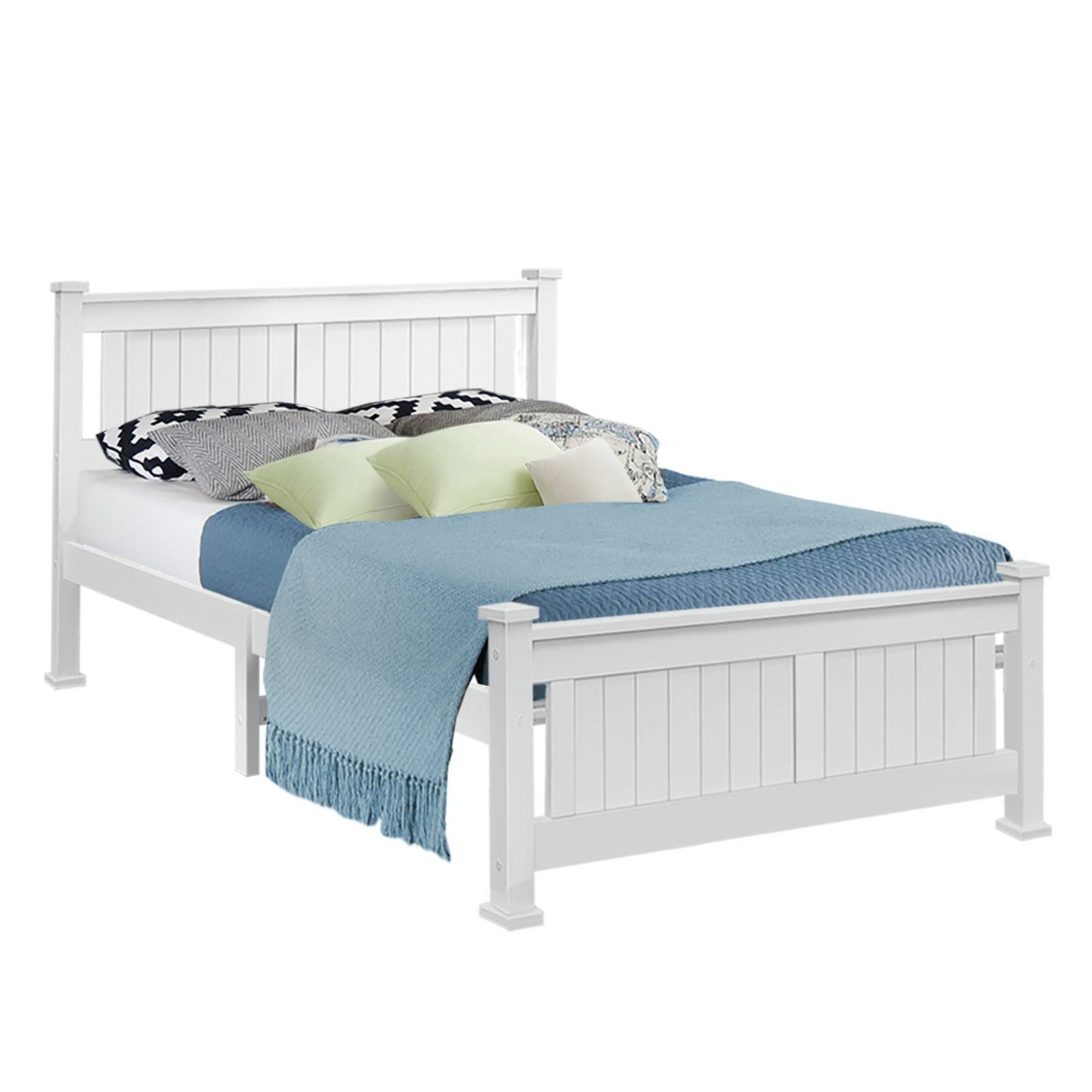 Bed Frame Double Size Wooden White RIO By Artiss