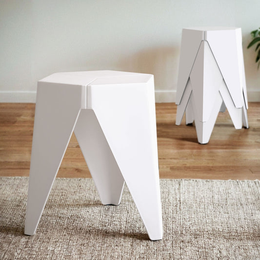4PC Puzzle Stool Bar Stools Stackable White by Artiss