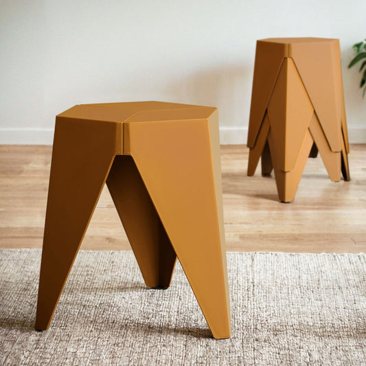 4PC Puzzle Stool Bar Stools Stackable Yellow by Artiss