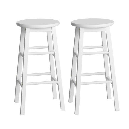 2x Bar Stools Round Chairs Wooden White By Artiss