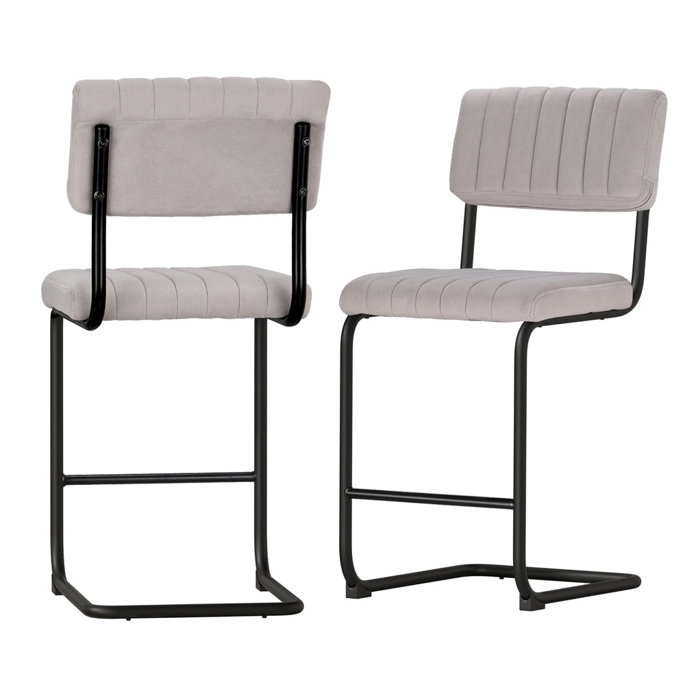 2x Bar Stools Velvet Chairs by Artiss