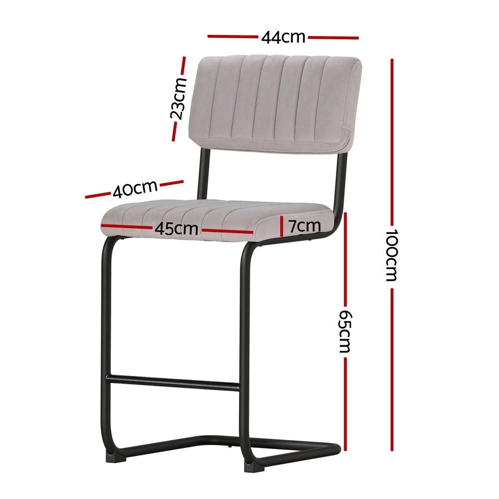 2x Bar Stools Velvet Chairs by Artiss
