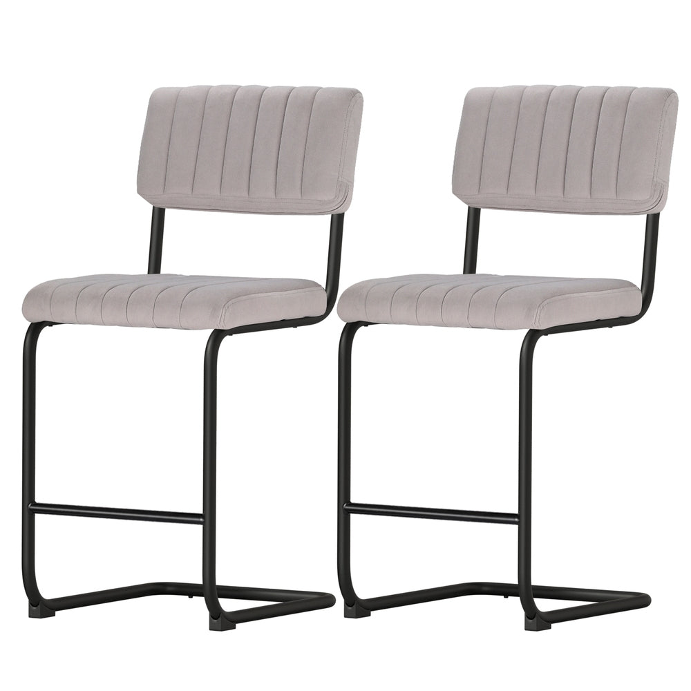 2x Bar Stools Velvet Chairs by Artiss