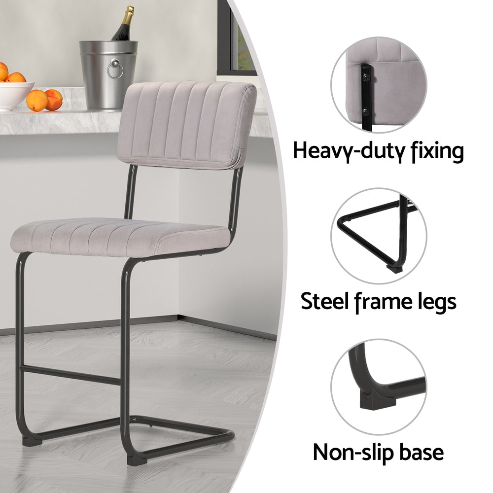 2x Bar Stools Velvet Chairs by Artiss
