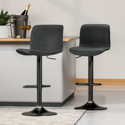 4x Bar Stools Kitchen Swivel Gas Lift Chairs Black by Artiss