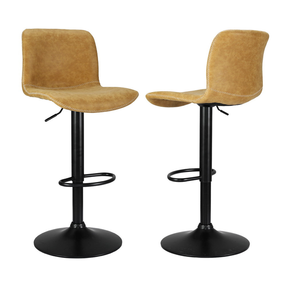 4x Bar Stools Kitchen Swivel Gas Lift Chairs Brown by Artiss