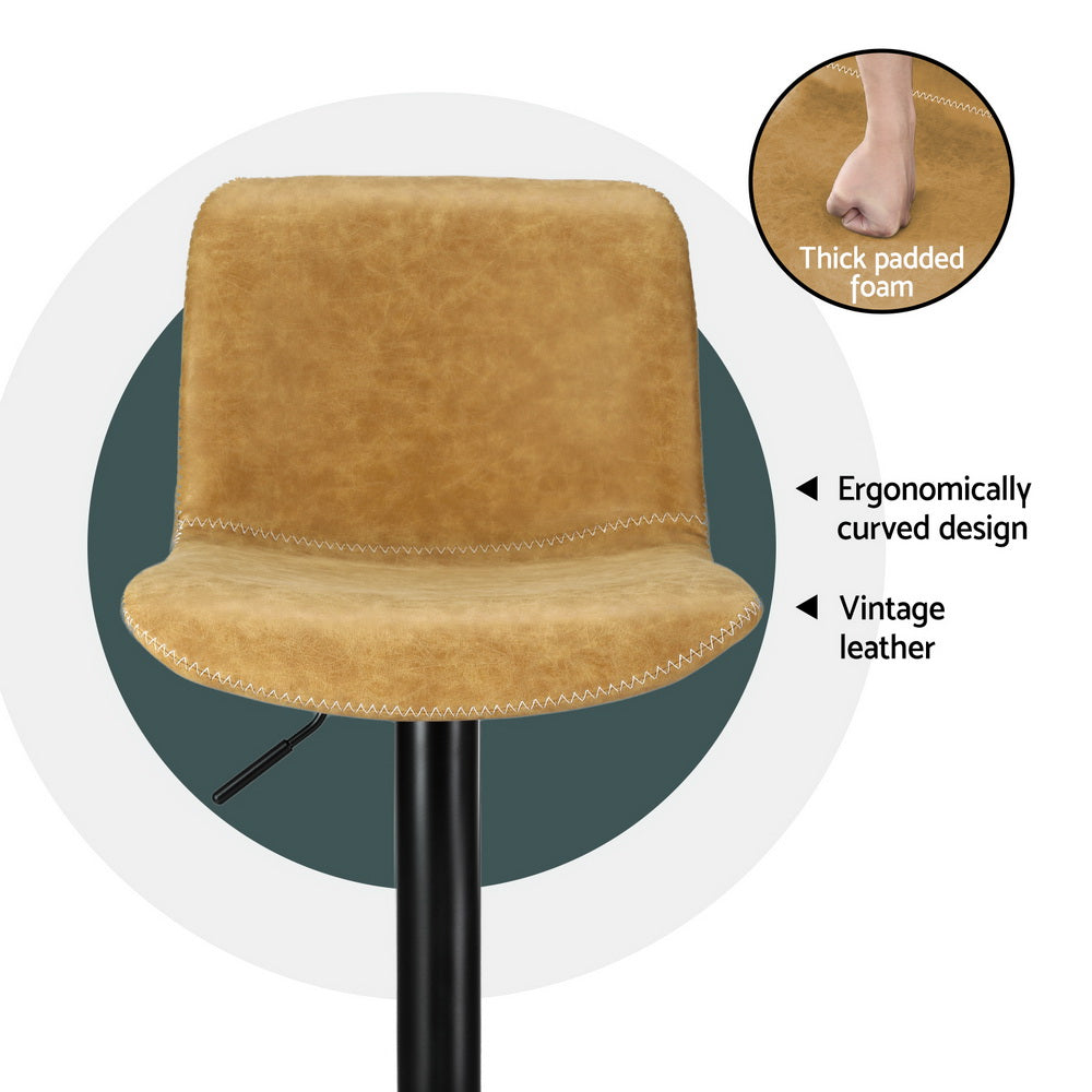 4x Bar Stools Kitchen Swivel Gas Lift Chairs Brown by Artiss