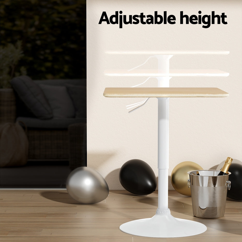Bar Table Swivel Base Gas Lift Counter Dining Table 60CM Square Pine By Artiss