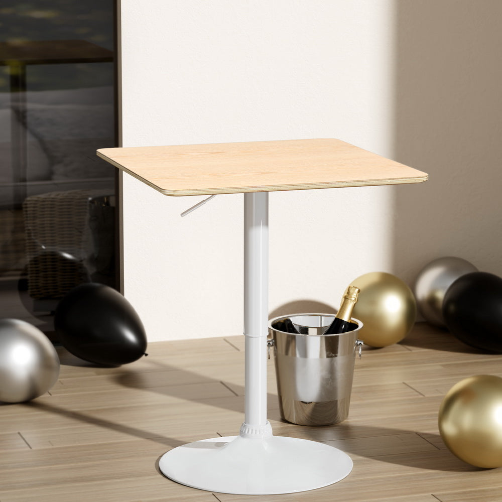 Bar Table Swivel Base Gas Lift Counter Dining Table 60CM Square Pine By Artiss