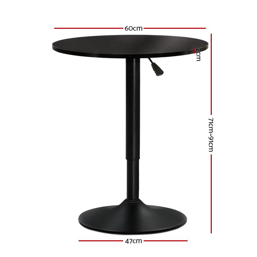 Bar Table Gas Lift Round Black by Artiss