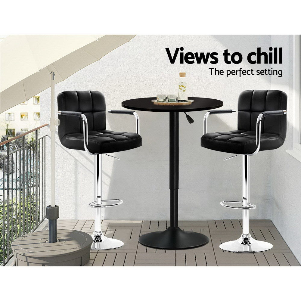 Bar Table Gas Lift Round Black by Artiss