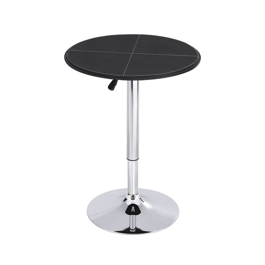 Bar Table Round Swivel Height Adjustable 62cm Modern PVC Leather Black By Artiss