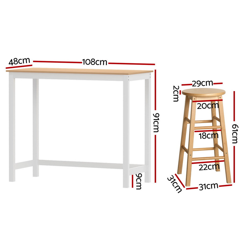 Bar Table and Stools Set Dining Desk Kitchen Chairs Cafe Pub By Artiss