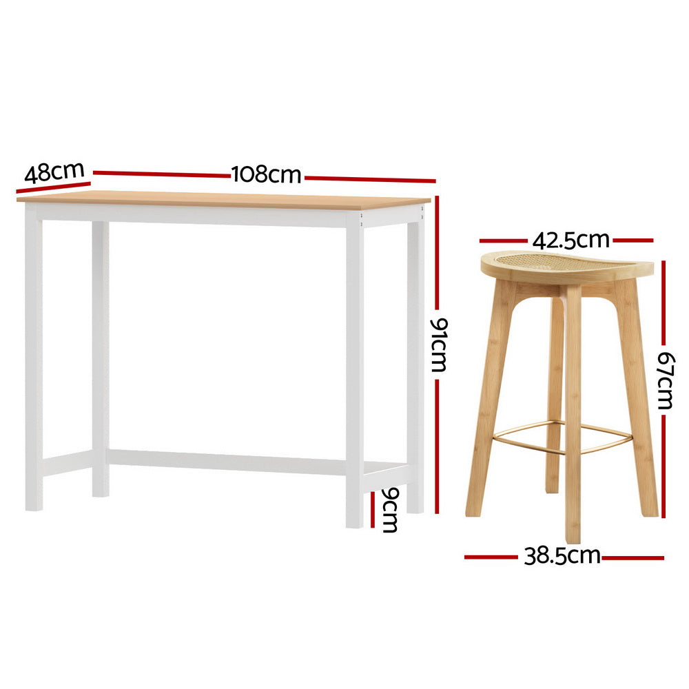 Bar Table and Stools Set Dining Desk Kitchen Chairs Cafe Pub By Artiss