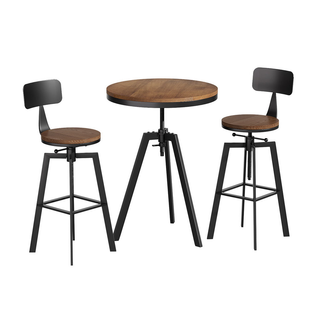 Bar Table and Stools Set Dining Desk Industrial Kitchen Chairs Cafe Pub By Artiss