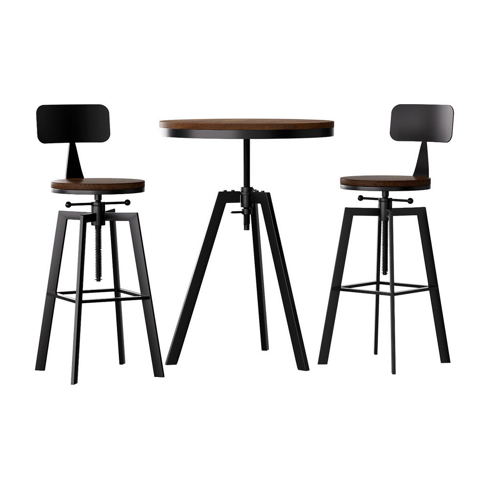 Bar Table and Stools Set Dining Desk Industrial Kitchen Chairs Cafe Pub By Artiss