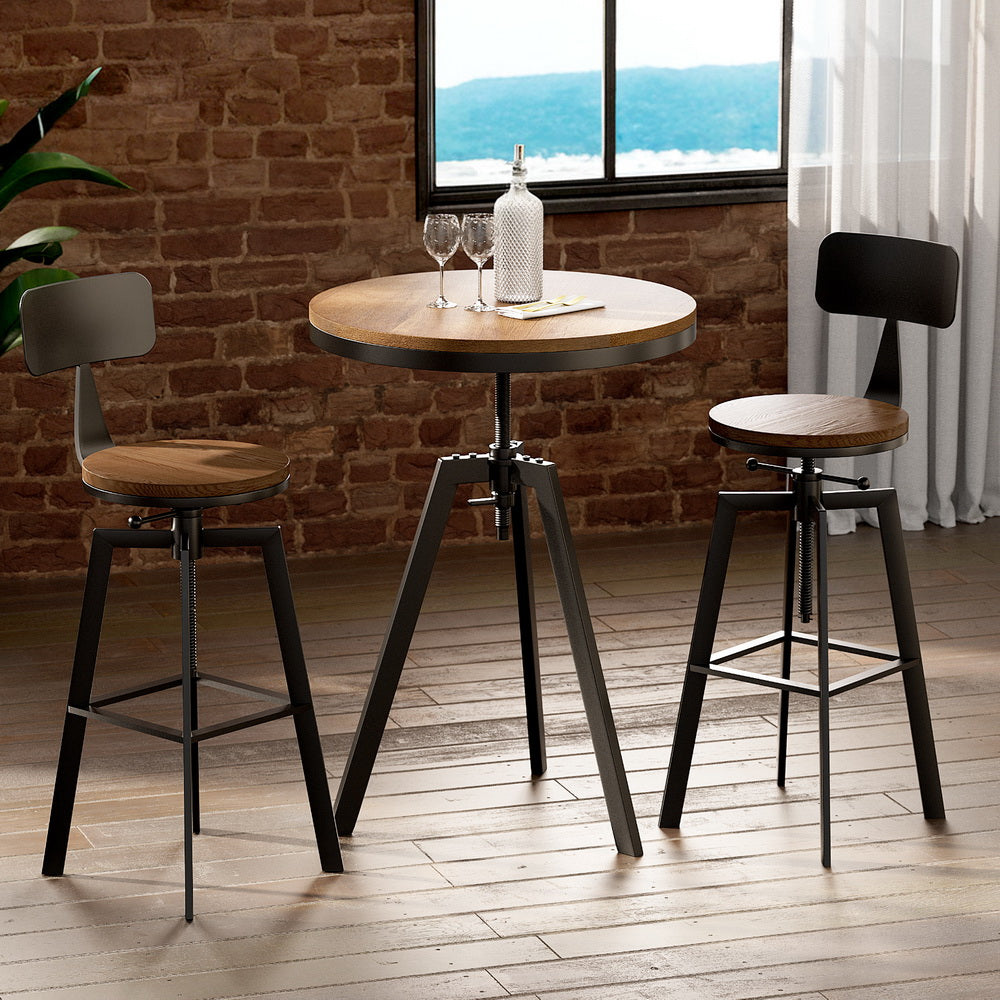 Bar Table and Stools Set Dining Desk Industrial Kitchen Chairs Cafe Pub By Artiss