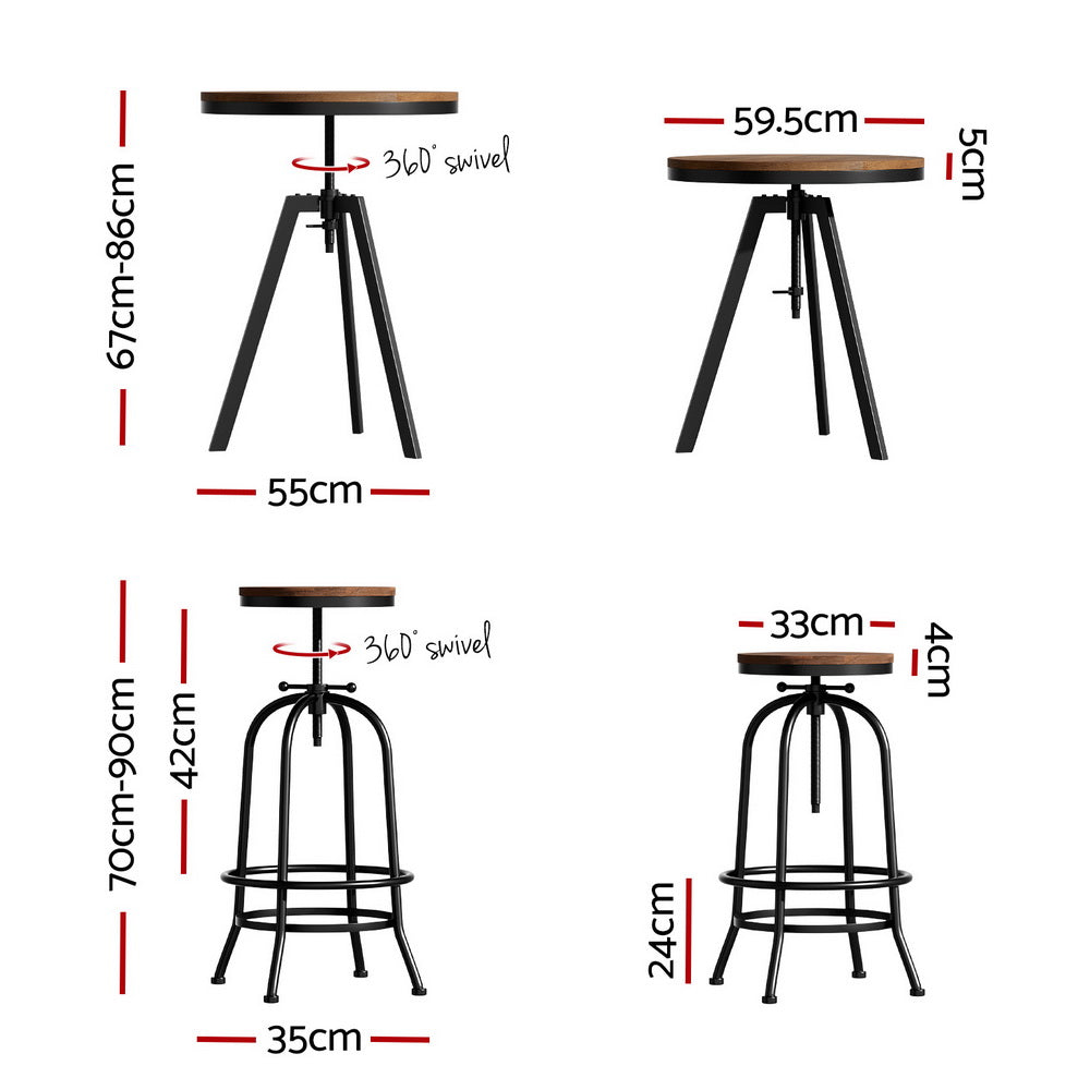 Bar Table Stools Set Dining Desk Industrial Kitchen Chairs Cafe Pub By Artiss