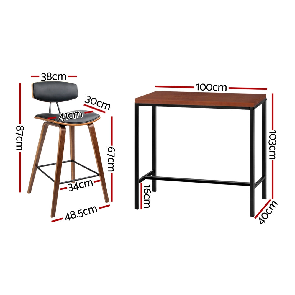Bar Table and Stools Set Dining Desk Kitchen Chairs Cafe Pub By Artiss