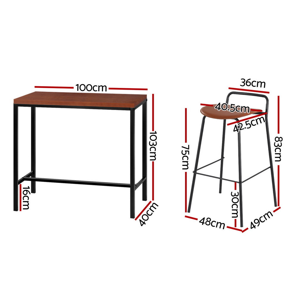 Bar Table and Stools Set Dining Desk Kitchen Chairs Cafe Pub By Artiss