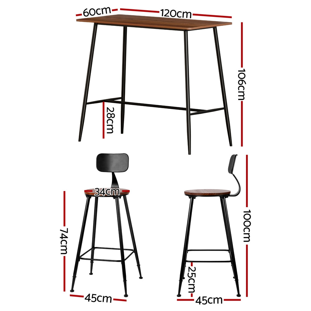 Bar Table and Stools Set Dining Desk Kitchen Chairs Cafe Pub By Artiss