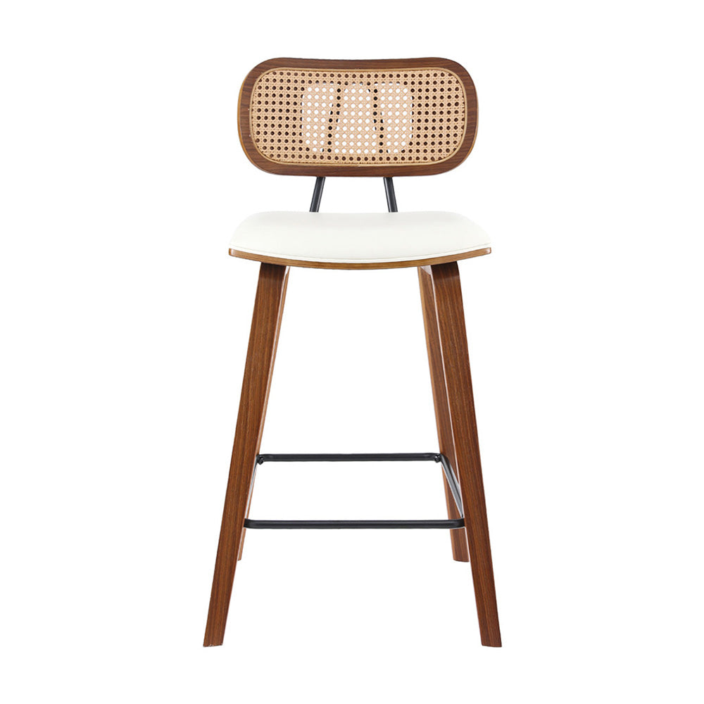 4x Bar Stools Kitchen Counter Rattan Chairs PU Leather Padding By Artiss