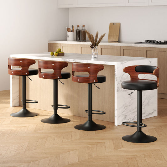 4x Bar Stools Gas Lift Faux Leather by Artiss