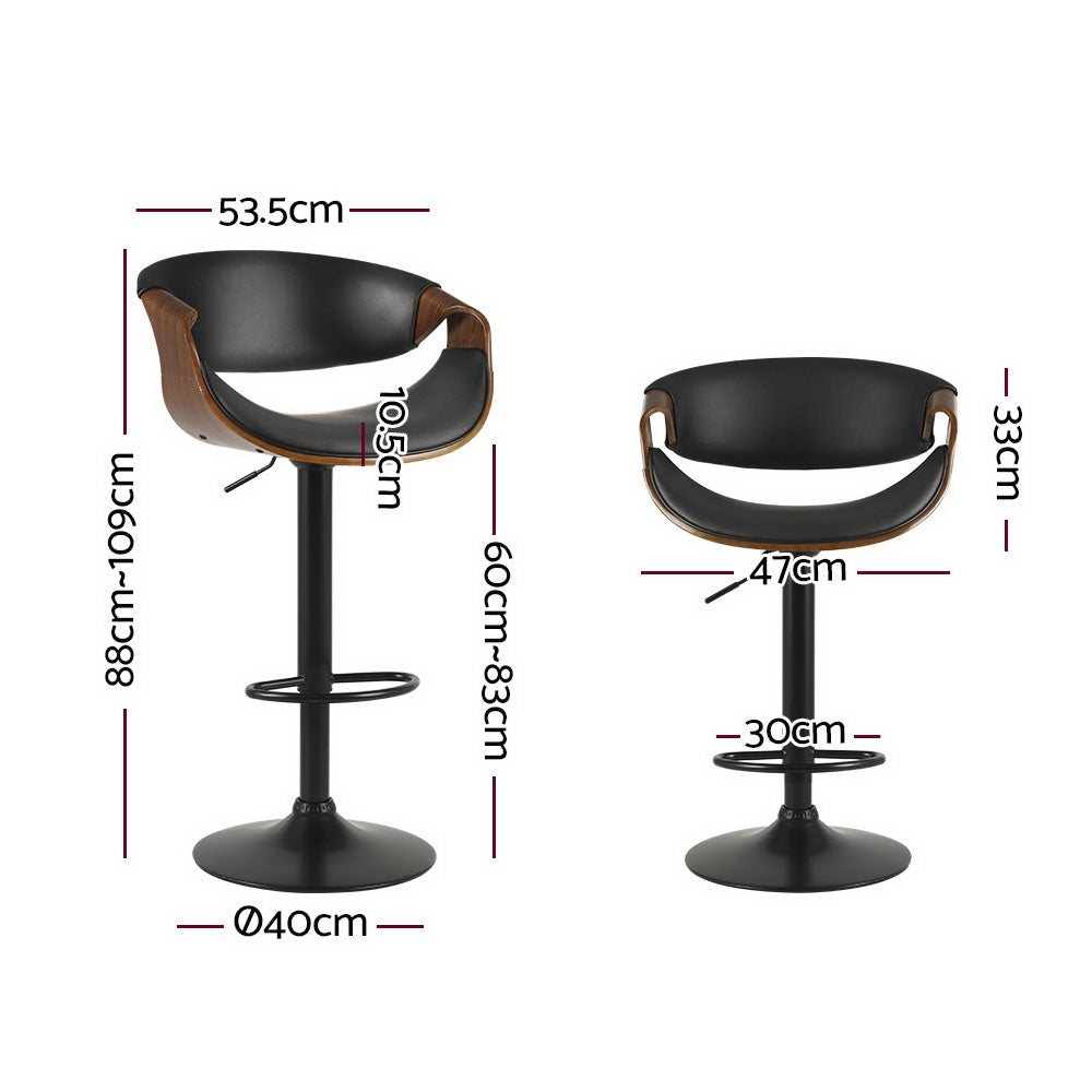 Bar Stools Gas Lift Leather w/Armrest By Artiss