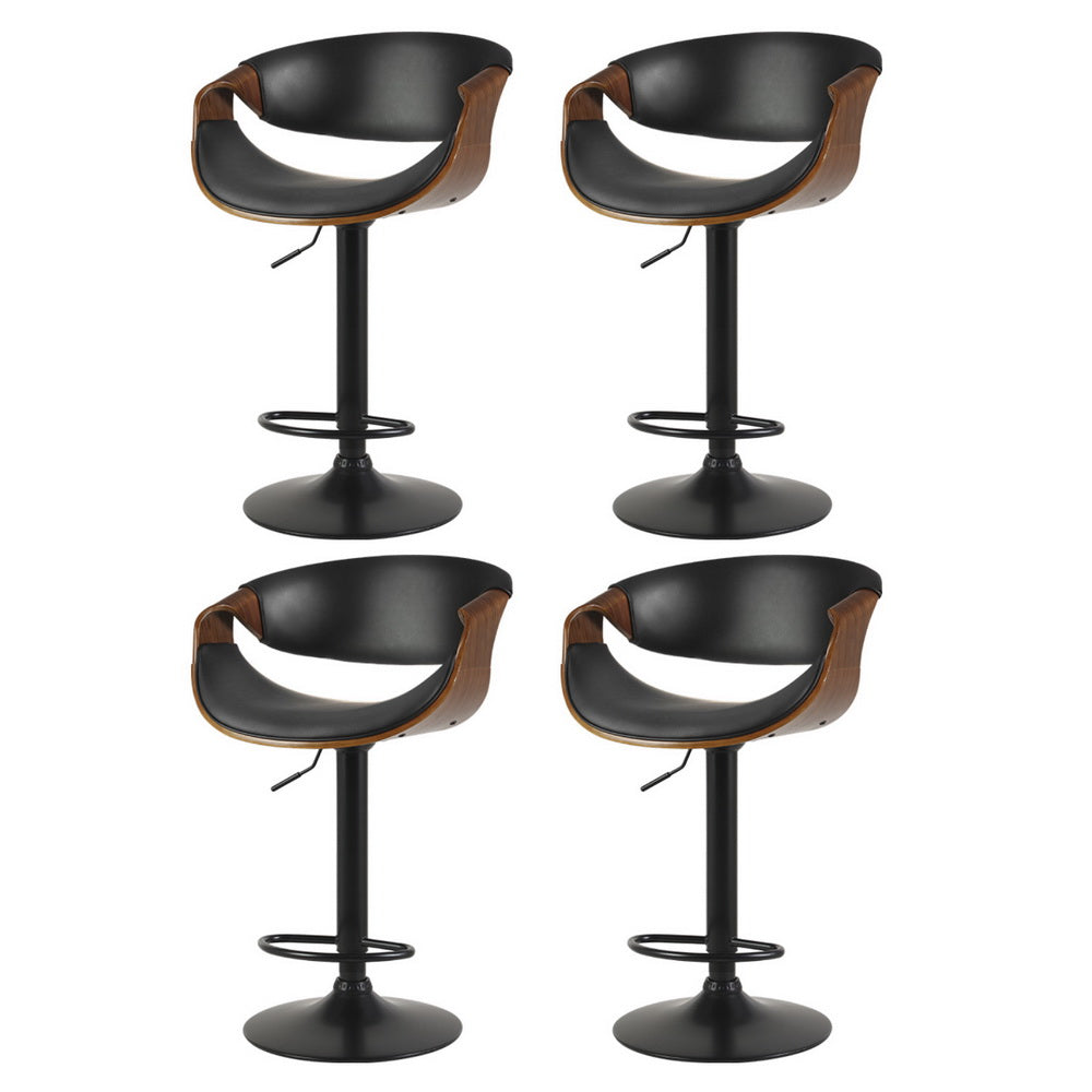 4x Bar Stools Gas Lift Leather w/Armrest By Artiss