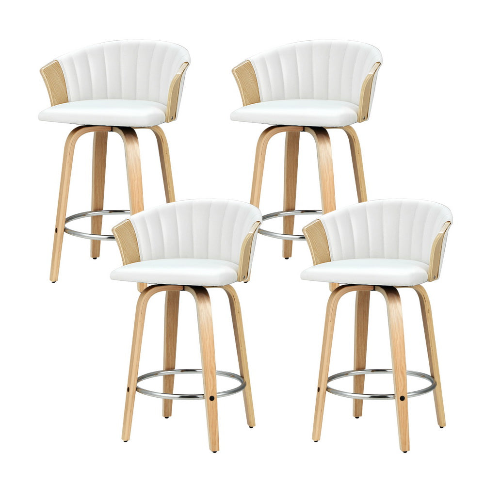 4x Bar Stools Swivel Leather Chairs Wooden by Artiss
