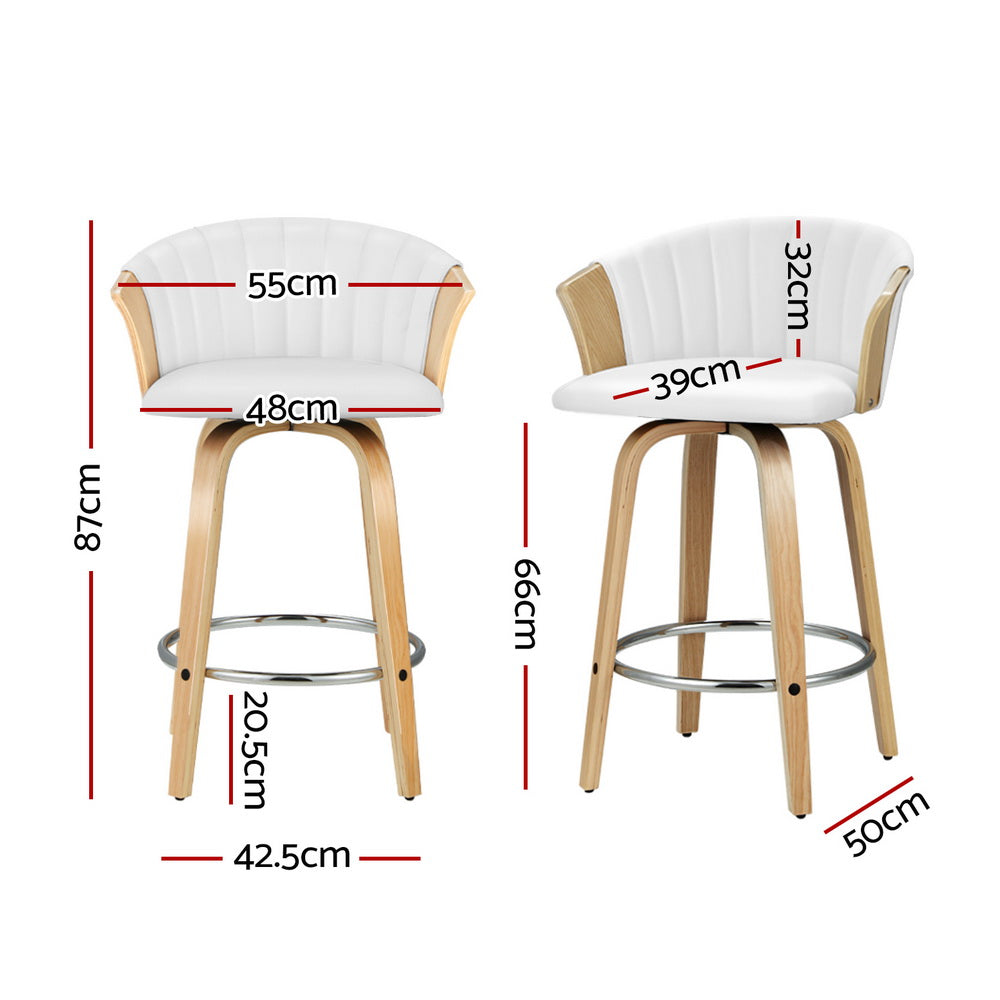 4x Bar Stools Swivel Leather Chairs Wooden by Artiss