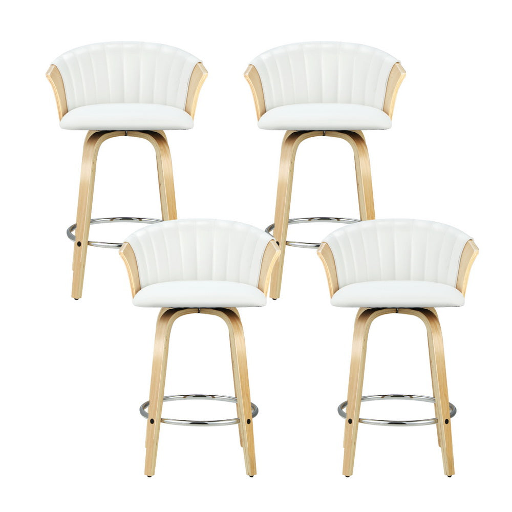 4x Bar Stools Swivel Leather Chairs Wooden by Artiss