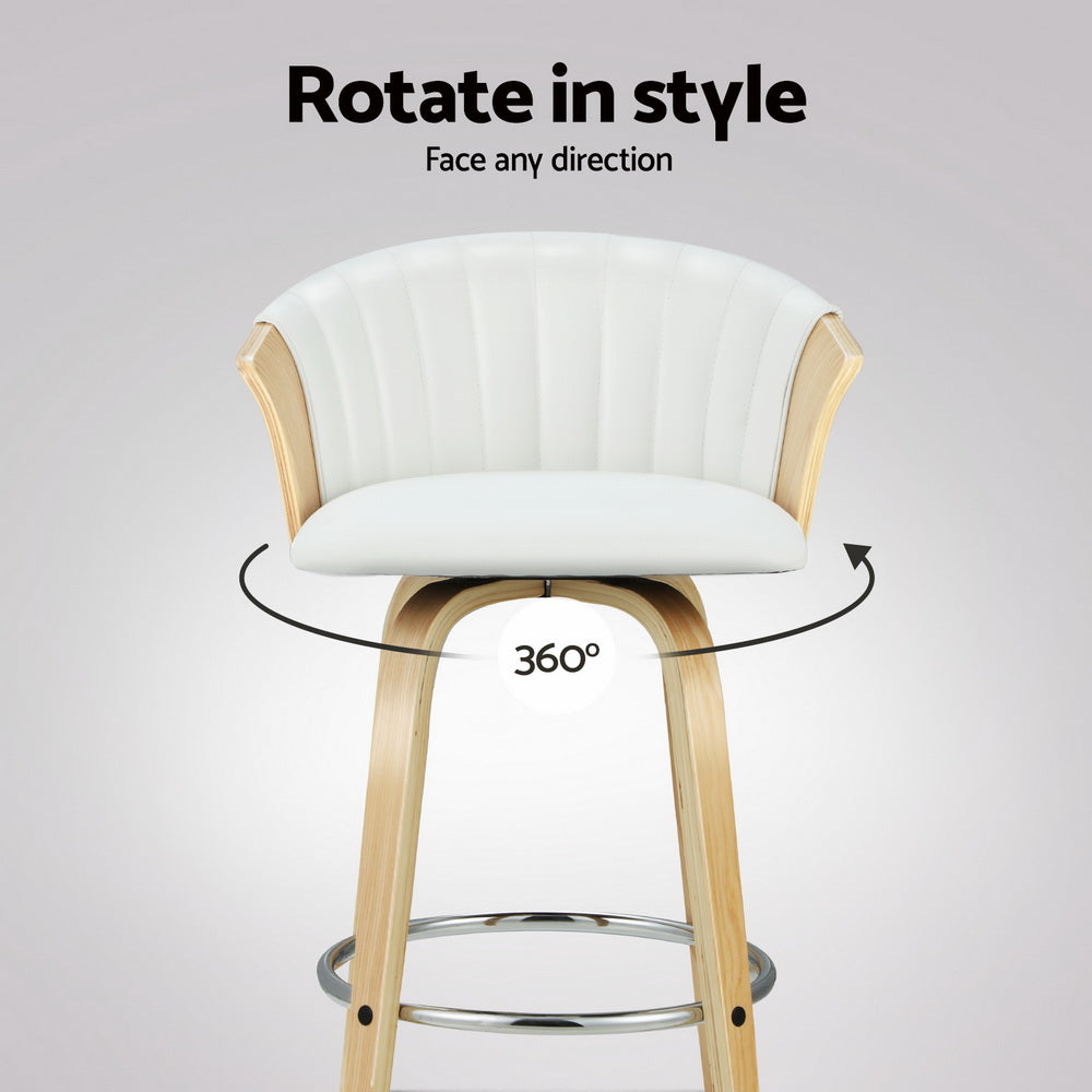 4x Bar Stools Swivel Leather Chairs Wooden by Artiss